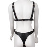 Kinky Party Ensemble Ouvert 2 Pièces Leathcrossed Noir et Rouge